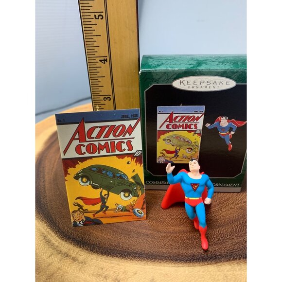 Superman Commemorative Ornament Set Of 2 Action Comics June 1938 Keepsake 1998 - Picture 5 of 8